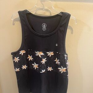 Volcom Charcoal Gray Floral Mens Tank Top